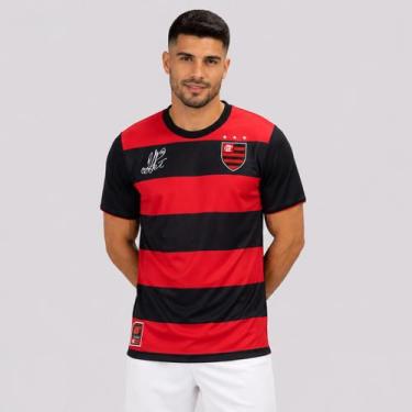 Imagem de Camisa Flamengo Retrô Petkovic Vermelha e Preta - Braziline, EG