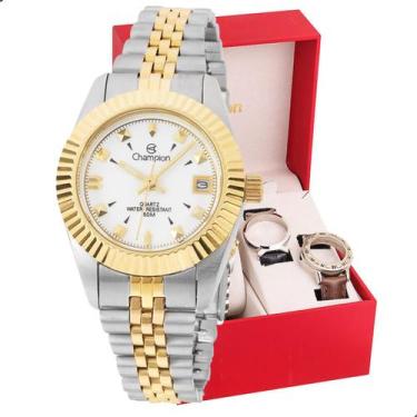 Imagem de Relógio Feminino Champion Fundo Branco Troca Pulseira e Aro CH38182B, 