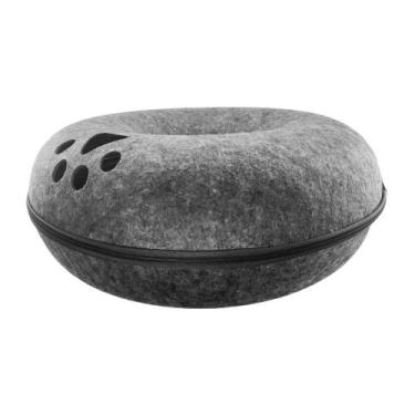 Imagem de Cama Túnel Gato Interativa Donut Pet Brinquedo Felino Casa - C3b, Cinz