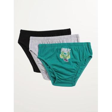 Imagem de Kit 03 Cuecas Slip Avengers Infantil Para Menino- VERDE/PRETO/MESCLA -