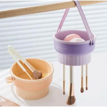 Imagem de Recipiente Para Lavagem Limpeza Pinceis Maquiagem Silicone - shr, Roxo
