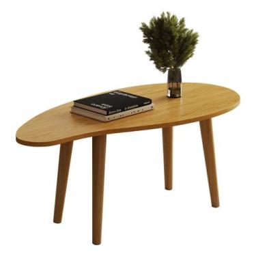 Imagem de Mesa de Centro Orgânica Oval G7005 Pés de Madeira Maciça - LOJA DOCELA