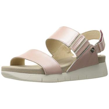Imagem de Bos. & Co. Sandália social feminina Payge, Nappa Dumo rosa e branco off-white, 10-10.5