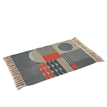 Imagem de jia cool, Tapete Boho, tapete de cozinha lavável, tapete de banheiro tecido pequeno algodão boêmio tribal fazenda borlas quarto corredor marroquino tapete de banheiro