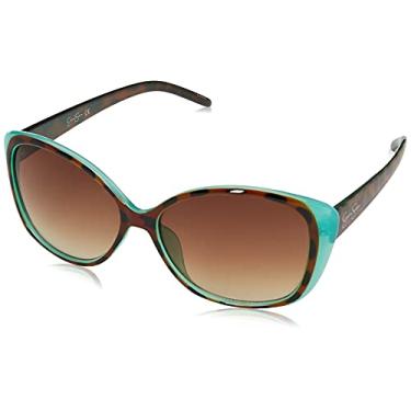 Imagem de Jessica Simpson Óculos de sol femininos retrô olho de gato J5012 com proteção Uv400. Presentes glamorosos para ela, 56 mm, Animal e azul, 56 mm