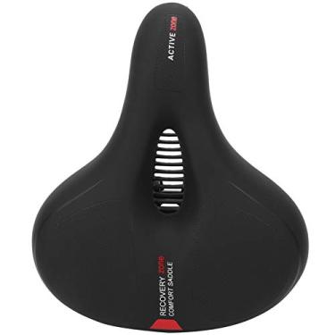 Imagem de RiToEasysports Selim de bicicleta respirável, antiderrapante, com absorção de choque, almofada de assento de bicicleta com alça de segurança, tira reflexiva (vermelha)