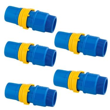 Imagem de 5 Conexões Adaptador Macho Engate Roscável 2 Pol. Azul Pvc