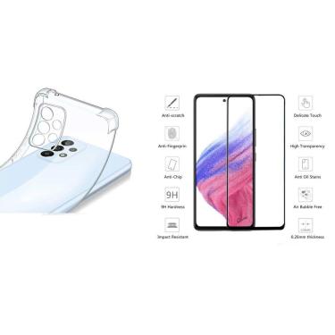 Imagem de Kit Capa Capinha Reforçada Antishock Compatível Samsung Galaxy A53 5G  + Película De Vidro 3D 5D 9D