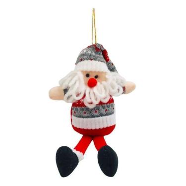 Imagem de Pendente de Natal Papai Noel Perna Mole Tricô com Gorro 25cm