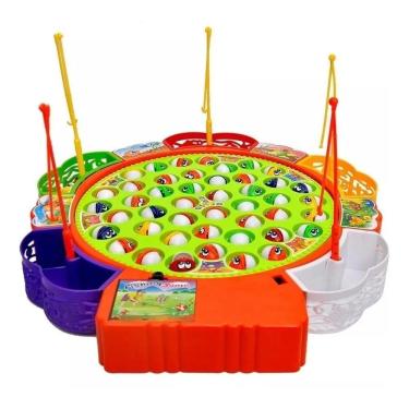 Imagem de Jogo Pega Peixe Grande Com 45 Peixes 05 Varinhas Pescaria a Pilha