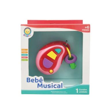 Imagem de Bebê Musical Chaveiro Brinquedo Chave Rosa Meninas Melodia