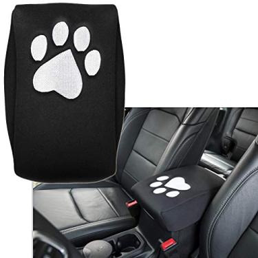 Imagem de E-cowlboy Console central de neoprene para apoio de braço, capa protetora de estampa de pata de cachorro preta para Jeep Grand Cherokee 2011-2018