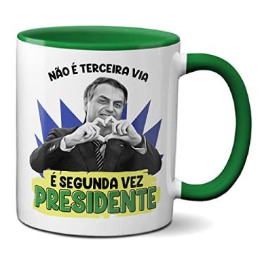 Imagem de Minha Caneca - Caneca Presente Bolsonaro É A Segunda Vez Presidente (350ml, Cerâmica, Verde)