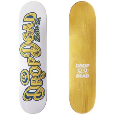Imagem de Shape Drop Dead Logo Serie Skate Co Marfim Branco/Amarelo
