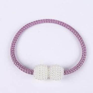 Imagem de Cinta de cortina de corda grossa com fivela de pérola, sem instalação, cortina de corda de cortina, acessórios de fivela magnética, tiebacks de cortina, T13,2 PCS