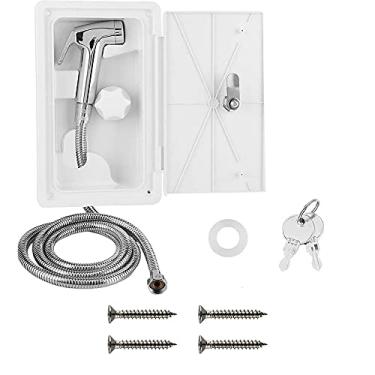 Imagem de Riloer Kit de caixa de chuveiro exterior RV Caixa de chuveiro exterior Cabeça de chuveiro Interruptor quente frio com 2 chaves para barco marinho RV Motorhome Caravan Camper Acessórios