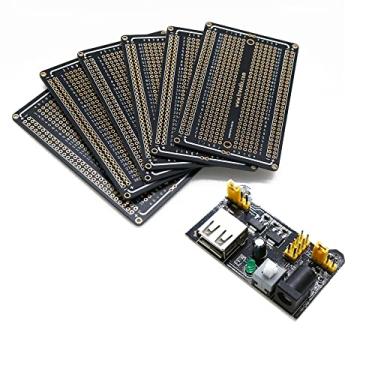 Imagem de Treedix Módulo de fonte de alimentação de placa de ensaio 3,3 V 5 V com placa proto PCB DC 6,5 – 12 V ou módulo de fonte de alimentação USB para Arduino