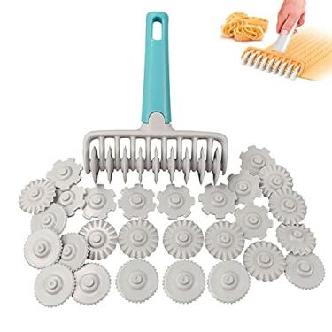 Imagem de Cortador de rolo de treliça, roda de cortador de massa, macarrão, torta de biscoito, sobremesa, pizza, pão, pastelaria, massa, rolo, rolo, molde de pastelaria, conjunto de ferramentas de pastelaria