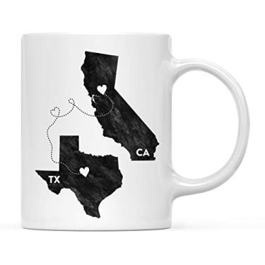 Imagem de Andaz Press Caneca de café de 325 ml Presente de longa distância, Texas e Califórnia, preto e branco moderno, 1 pacote, presentes de faculdade de formatura para ele seus relacionamentos