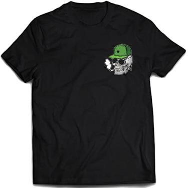 Imagem de Camiseta caveira swag erva Camisa weed 4:20 estilo de rua Cor:Preto;Tamanho:8