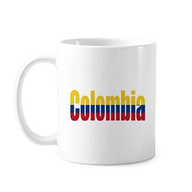 Imagem de Caneca de cerâmica com nome da bandeira do país da Colômbia cerâmica xícara de porcelana de café louça