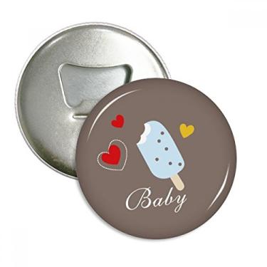 Imagem de Coração azul picolé abridor de garrafas de sorvete doce ímã de geladeira emblema multifuncional