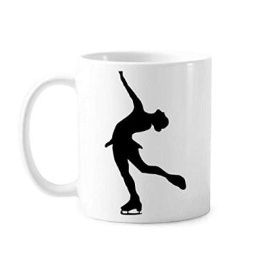 Imagem de Caneca feminina de patinação com contorno de esporte de inverno cerâmica xícara de porcelana de café louça