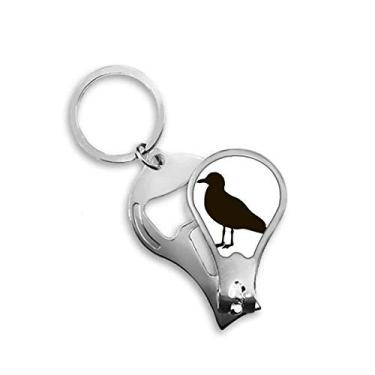 Imagem de Cortador de unhas preto gaivota animal retratado abridor chaveiro tesoura