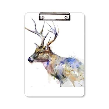 Imagem de Rena Animal Efeito Artístico Colorido Prancheta Pasta Bloco de Escrita Placa de Fundo A4