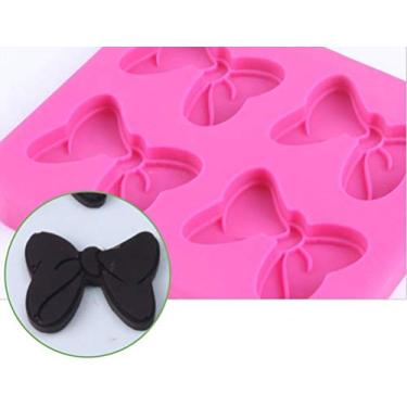 Imagem de 4 furos, 1 peça de laços de rato, desenho de borboleta, ferramentas de molde de silicone para fazer chocolates duros, sobremesa, gelo, vela, fondant
