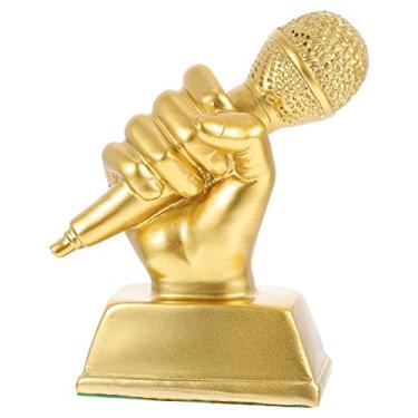 Imagem de Troféu De Microfone Troféu De Premiação Prêmio De Discurso Decoração De Casa Troféus Troféu De Concursos De Canto Troféu Musical Decorativo Certificado Enfeites Escritório Resina