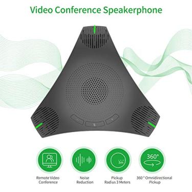 Imagem de LUGU Microfone de conferência com viva-voz USB Microfone de computador omnidirecional 360 ° Voice Pi up com tecla Mute pa Skype/videoconferência/Curso online/T nsmissão ao vivo/Jogos /