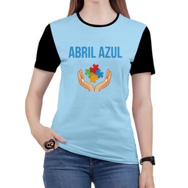 Imagem de Camiseta Abril Azul Plus Size Feminina Blusa - Alemark