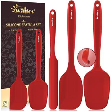 Imagem de Walfos Conjunto de espátulas de silicone com espátulas raspadoras de cozinha resistentes ao calor, núcleo de aço forte e design sem costura, ótimo para cozinhar misturar e assar -