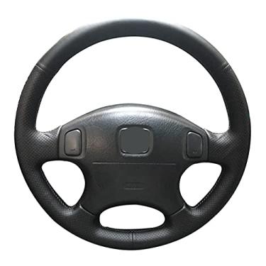 Imagem de Capa de volante de couro confortável antiderrapante costurada à mão preta, apto para Honda CRV CR V 2001 Accord 62002 Odyssey 2001 Prelude