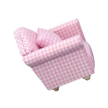 Imagem de Generic 1 Conjunto sofá solteiro sofa pequeno sofá pequeno Sofá de brinquedo sofá de um lugar mobiliário casa pequena casa de boneca adereços Individual Modelo pano rosa