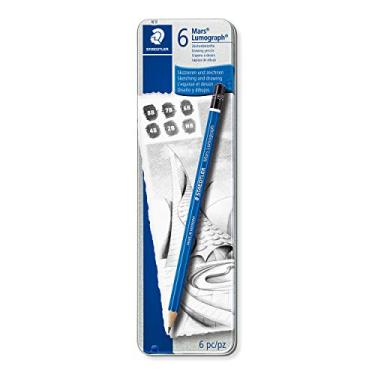 Imagem de STAEDTLER Lápis Preto Técnico Para Desenho Mars Lumograph 100 G6 - 6 Graduações 8B-HB - Estojo Metálico 6 Unidades