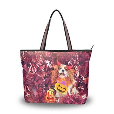 Imagem de Bolsa de ombro My Daily Fashion para mulheres, Cavalier King Charles Spaniel Dog Bolsas de Halloween Grande, Multicoloured, Large