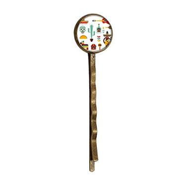 Imagem de Sombrero Tequila Guitar Chili Mexico Elment Retro Metal Hair Bobby Pin Headwear