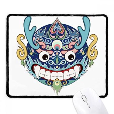Imagem de Mouse pad chinês com estampa tradicional de cabeça de dragão chinês, borda costurada, tapete de jogos de borracha
