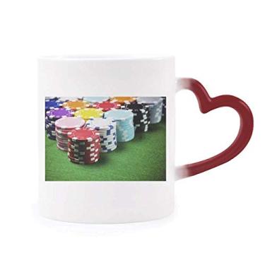 Imagem de Caneca de mesa verde com foto sensível ao calor para jogos de mesa vermelha que muda de cor