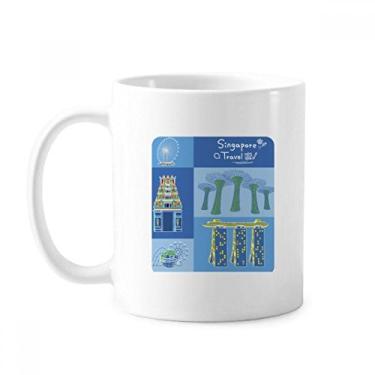 Imagem de Caneca clássica Singapore Travel Landmark de cerâmica branca presente com alças 350 ml