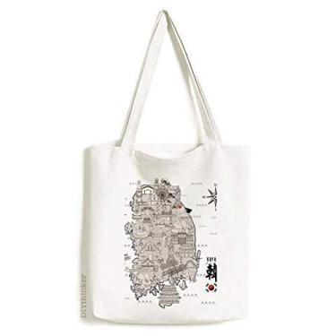 Imagem de 1945 South Korea Landmarks Map Tote Canvas Bag Shopping Satchel Casual Bolsa