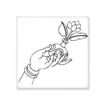 Imagem de Religião personalizada mão vaso de flor padrão cerâmica azulejo brilhante decalque pedra adornada tijolo vitrificado