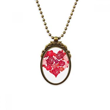Imagem de DIYthinker Colar vintage rosa em forma de coração com pingente de contas para o Dia dos Namorados