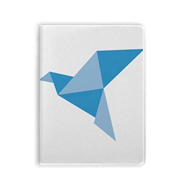 Imagem de Diário de capa macia com estampa de pombo abstrata de origami azul