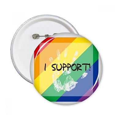 Imagem de Bandeira de arco-íris LGBT I Support Round Pins Badge Button Clothing Decor Gift 5 peças