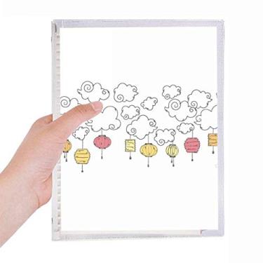Imagem de Caderno colorido com estampa de lanterna de nuvem com folhas soltas diário recarregável