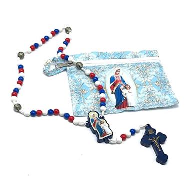 Imagem de Terço Maria Passa Na Frente Azul Na Bolsinha Com Zíper