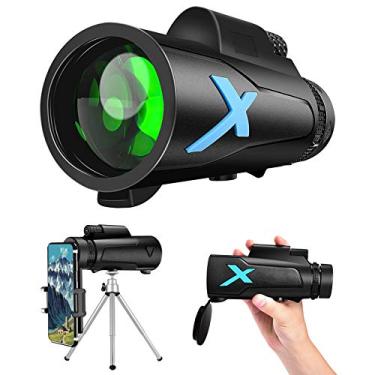 Imagem de Telescópio monocular 12X50 HD para adultos e crianças, monóculo prisma de alta potência à prova d'água BAK4 FMC com adaptador de smartphone tripé para observação de pássaros.